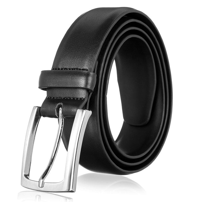 KM Legend Men's Genuine Leather Dress Belt with Premium Quality - Classic & Fashion Design for Work Business and Casual (eBlack, 30) - Image 1